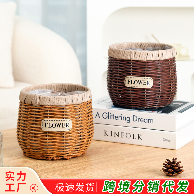 花篮编织花盆手工鲜花手提篮子藤编田园花束插花包装花藤花篮篮子,收纳整理,收纳筐,淘宝优惠券,粉丝福利购,淘宝优惠卷