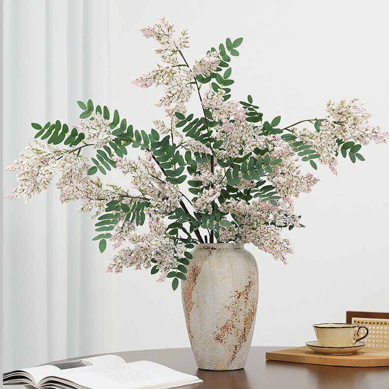 跨境槐蕊仿真花复古婚礼礼堂花艺橱窗装饰插花客厅餐桌摆设假花