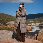 羽物2025秋冬新款 95白鸭绒长款 加厚格子过膝泡芙连帽羽绒服女外套