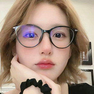 QINA亓那赵露思同款猫眼镜框小框素颜女黑框眼镜近视男QJ5186