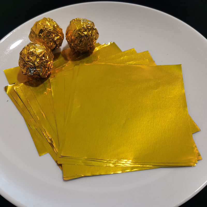 双面金色包装锡纸金砖鹅肝巧克力茶叶糖果包装加厚铝箔10*10 12cm