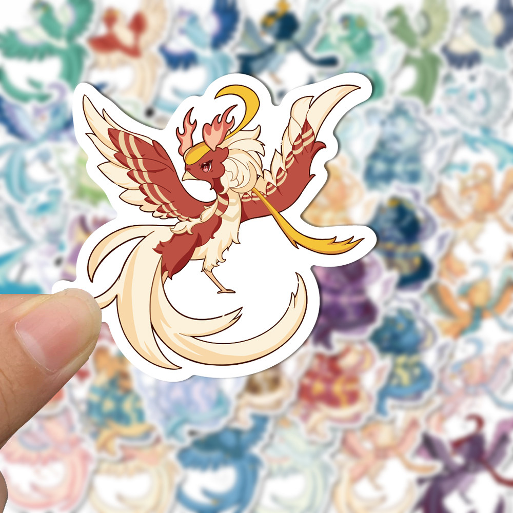 【原创】50张神兽凤凰卡通可爱贴纸自粘高颜值小清新个性精美手账手机