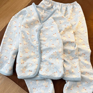 【居家好物】睡衣女款2025新款冬高级感空气棉夹层加厚保暖家居服