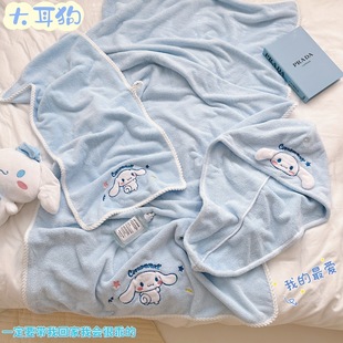 儿童玉桂狗洗脸毛巾干发帽纯棉卡通大耳狗浴巾吸水速干三件套装女