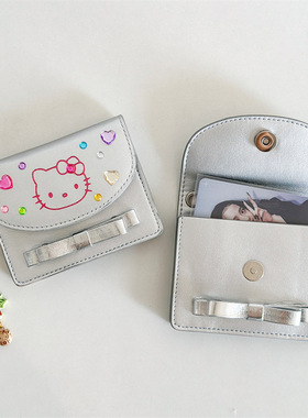 kitty猫韩版女士钱包银色短款哈喽kt可爱零钱包简约卡包收纳包女