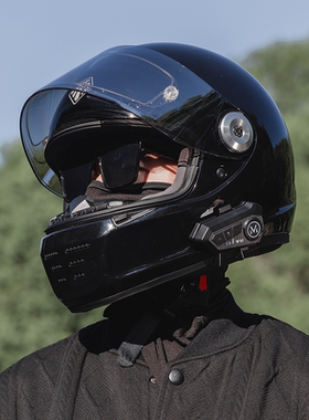 艾狮摩托车头盔全包3c认证夏季带蓝牙耳机男士大头围复古巡航全盔