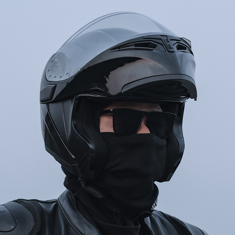 艾狮摩托车头盔男士机车全盔揭面盔带蓝牙耳机双镜四季骑行3C认证