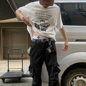 REDRINSE「VIEW」短宽裂纹印花插肩袖 T恤短袖 复古纯棉圆领潮流