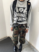 REDRINSE「铁十字」印花boxy复古短宽休闲乐队长袖 tee重磅vintage