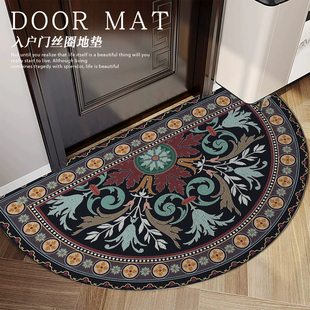 中式入户门地垫轻奢高级门口半圆形丝圈脚垫入门地毯入户门垫进门