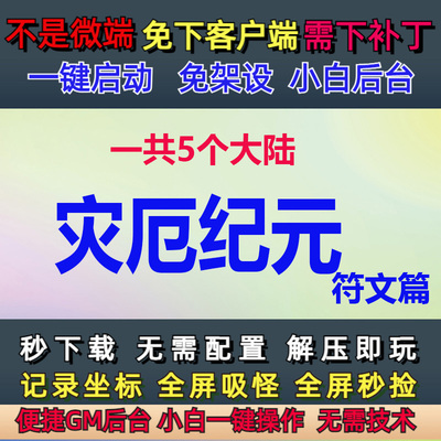 不是微端3G-PC单机5大陆灾厄纪元追梦专属单职业大背包拾取GM后台