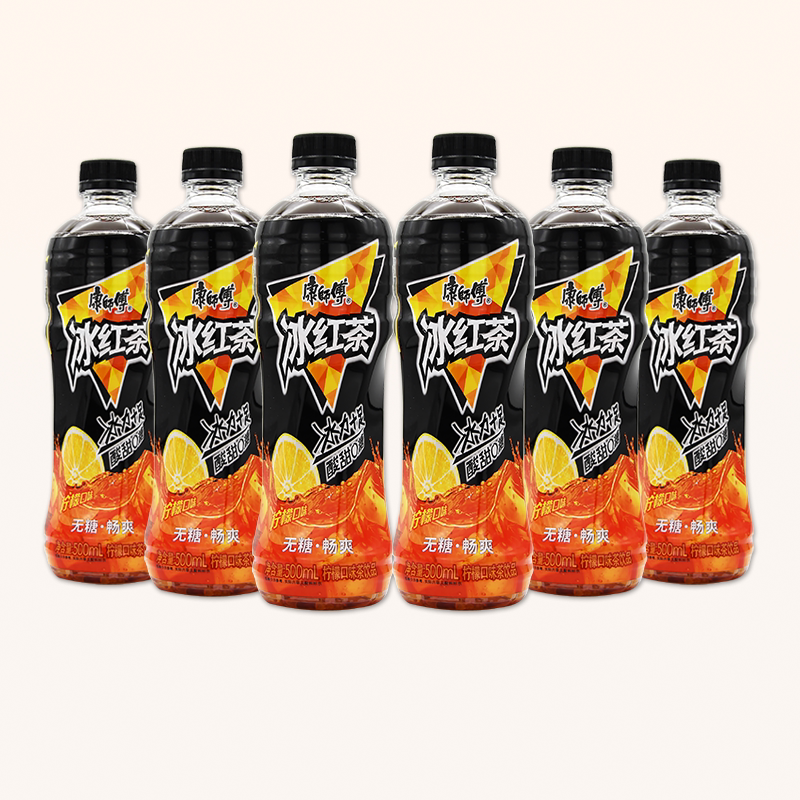 康师傅无糖冰红茶500ml*15瓶零卡0脂肪柠檬口味凉茶饮品整箱饮料