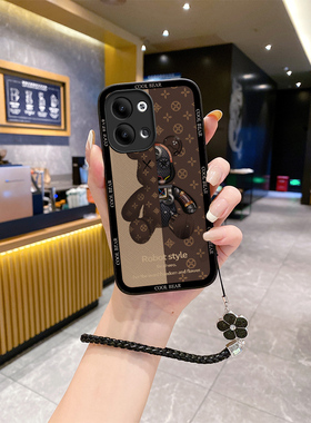 半脸熊适用opporeno12手机壳0pporeno10新款opp0ren6潮牌暴力熊oρpo女opreno9reon九opop防摔rone5k软reno3p