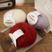 高档超幼真丝马海毛进阶手工编织毛线团细线diy编织围巾披肩毛衣