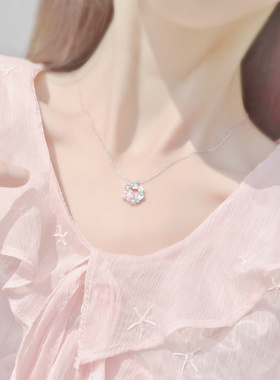 桃之夭夭珍珠花朵甜妹项链