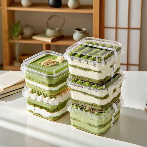 提拉米苏盒子透明带盖千层慕斯蛋糕豆乳摆摊一次性甜品方形包装盒