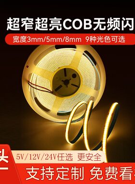 cob灯带超细3mm5毫米低压5vled线形灯自粘超薄氛围软灯条灯带
