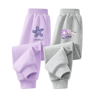 拉夏贝尔女童裤子春秋2026儿童春装运动裤女大童长裤女孩春季卫裤