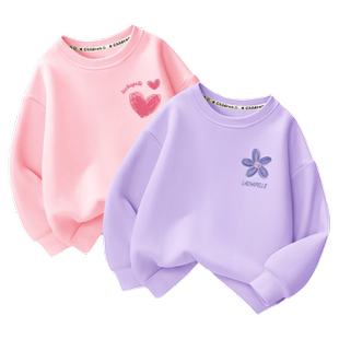 拉夏贝尔女童卫衣春款儿童打底衫春季长袖2026新款上衣中大童春装