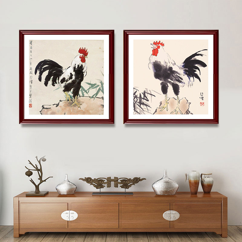 国画大公鸡装饰画客厅玄关茶室书房挂画餐厅徐悲鸿雄鸡图风水壁画