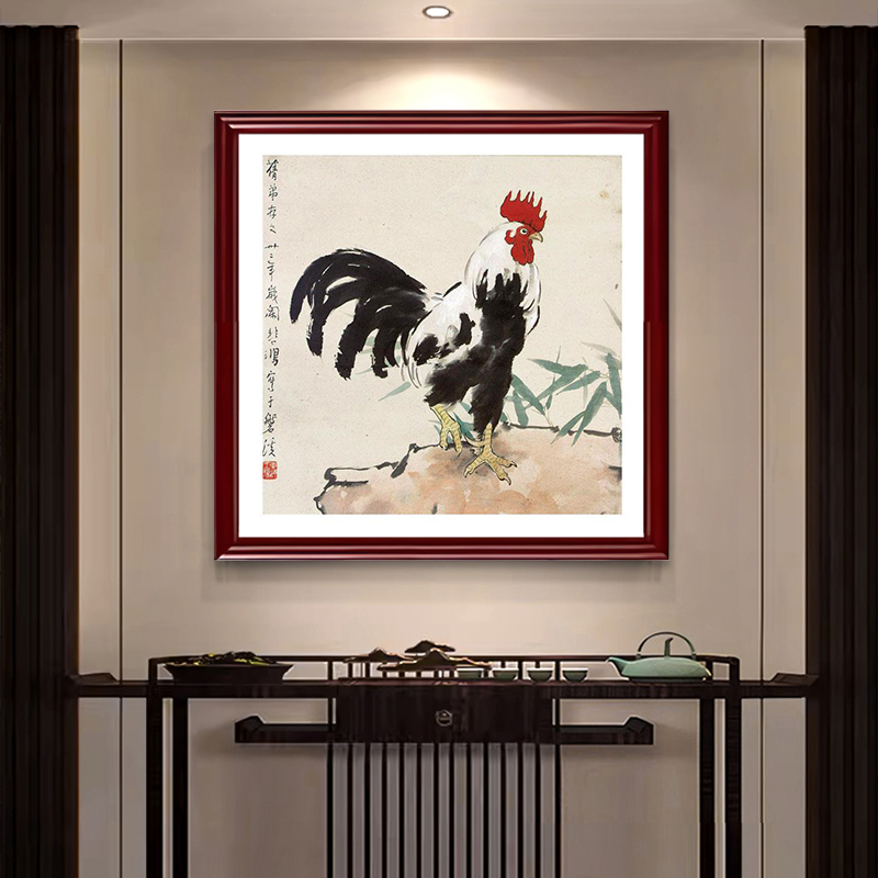 国画大公鸡装饰画客厅玄关茶室书房挂画餐厅徐悲鸿雄鸡图风水壁画图片