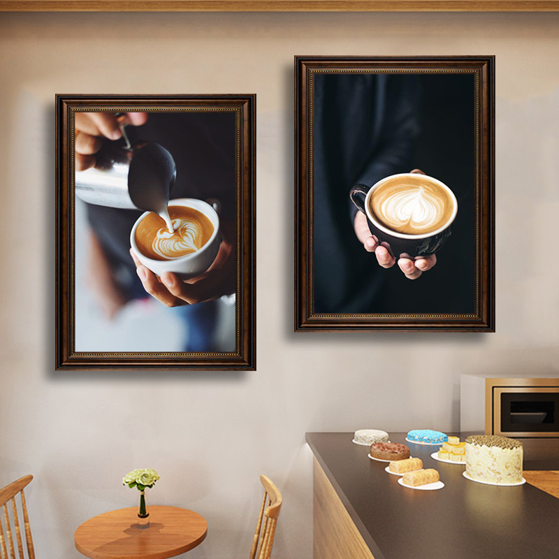 手冲咖啡拉花装饰画美式拿铁coffee店餐厅创意挂画饮品店布置壁画