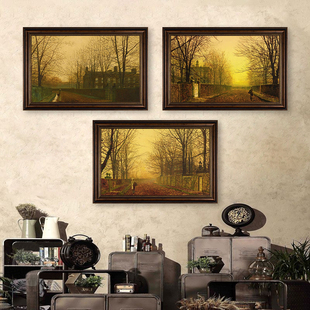 约翰·阿特金森·格里姆肖油画装饰画复古客厅沙发挂画清晨抽象画