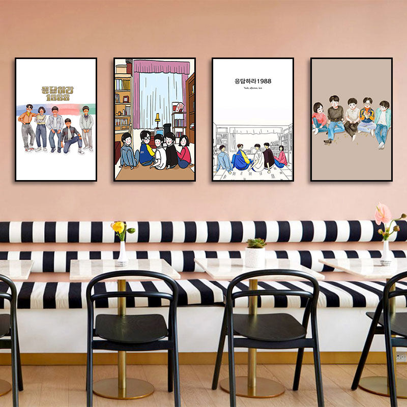请回答1988全家福挂画韩国电影海报背景墙韩餐厅韩式烤肉店装饰画