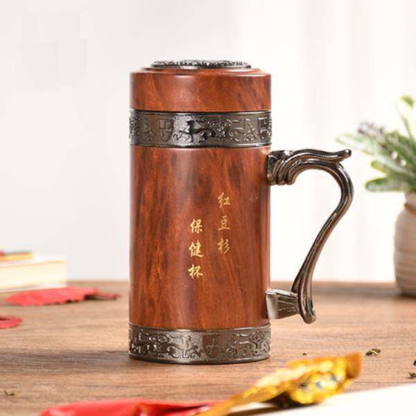 尚艺阁工艺品红豆杉水杯实木保温杯养生保健杯子老板办公茶杯水壶