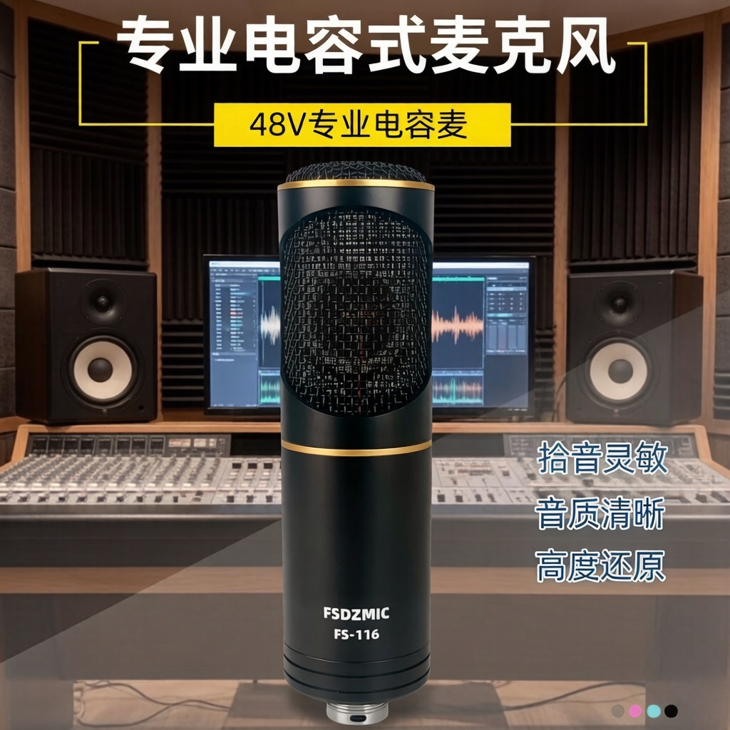 专业声卡录音48v大振膜话筒图片