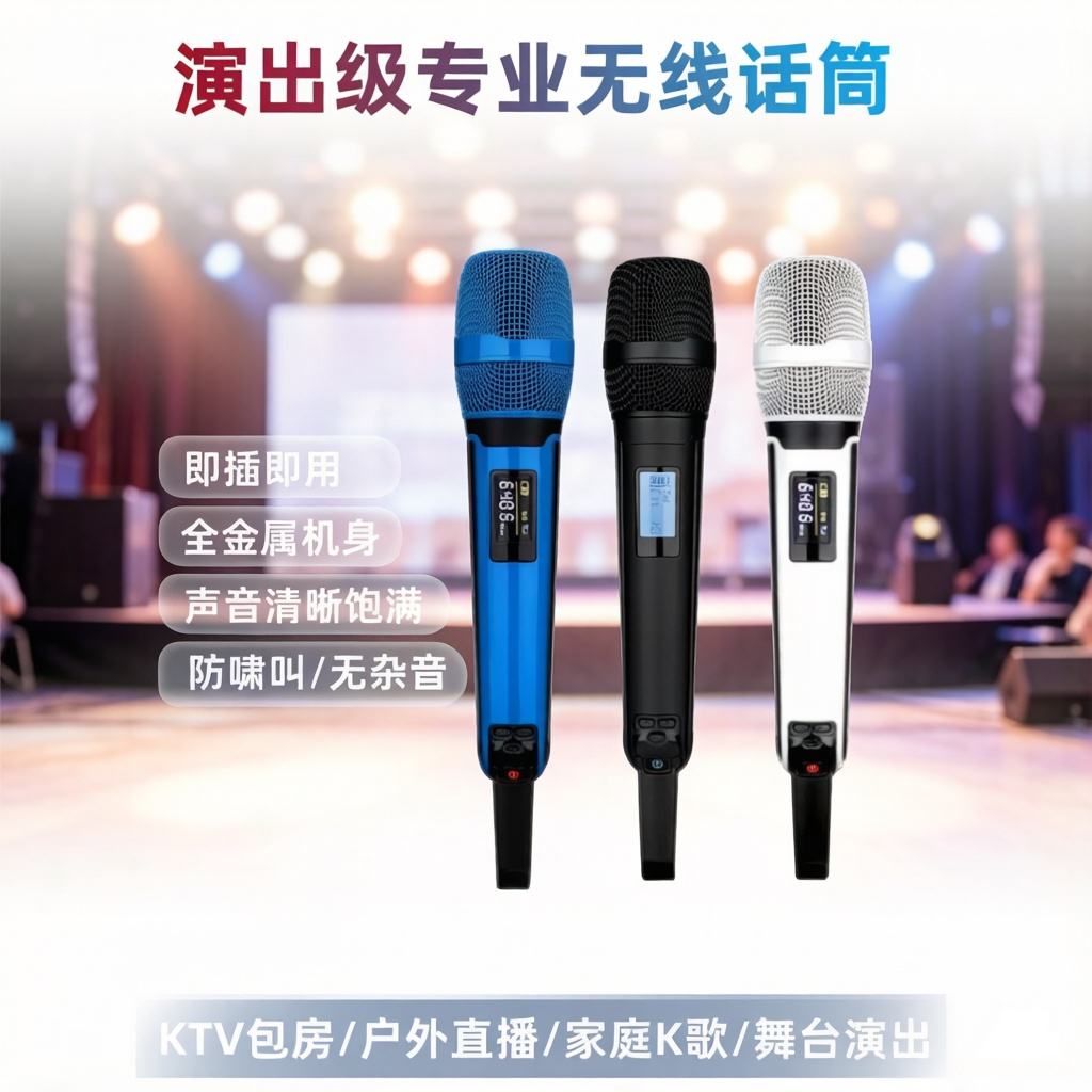 无线手持K歌麦克风家用唱歌拉杆音箱户外KTV skm9000话筒声卡通用