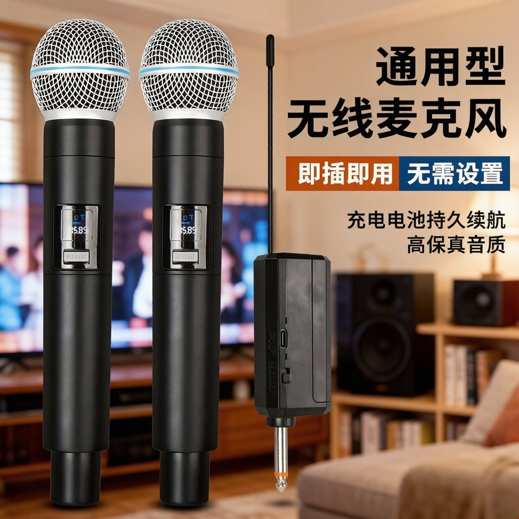 无线手持麦克风即插即用充电式音响话筒高保真音质长续航声卡直播