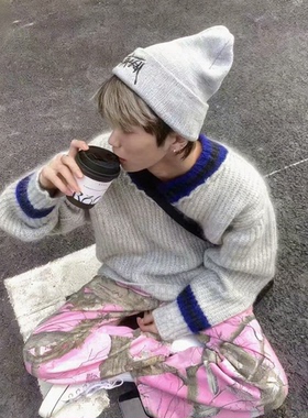 马海毛美式复古cleanfit毛衣男女同款vibe正肩内搭收腰针织衫上衣