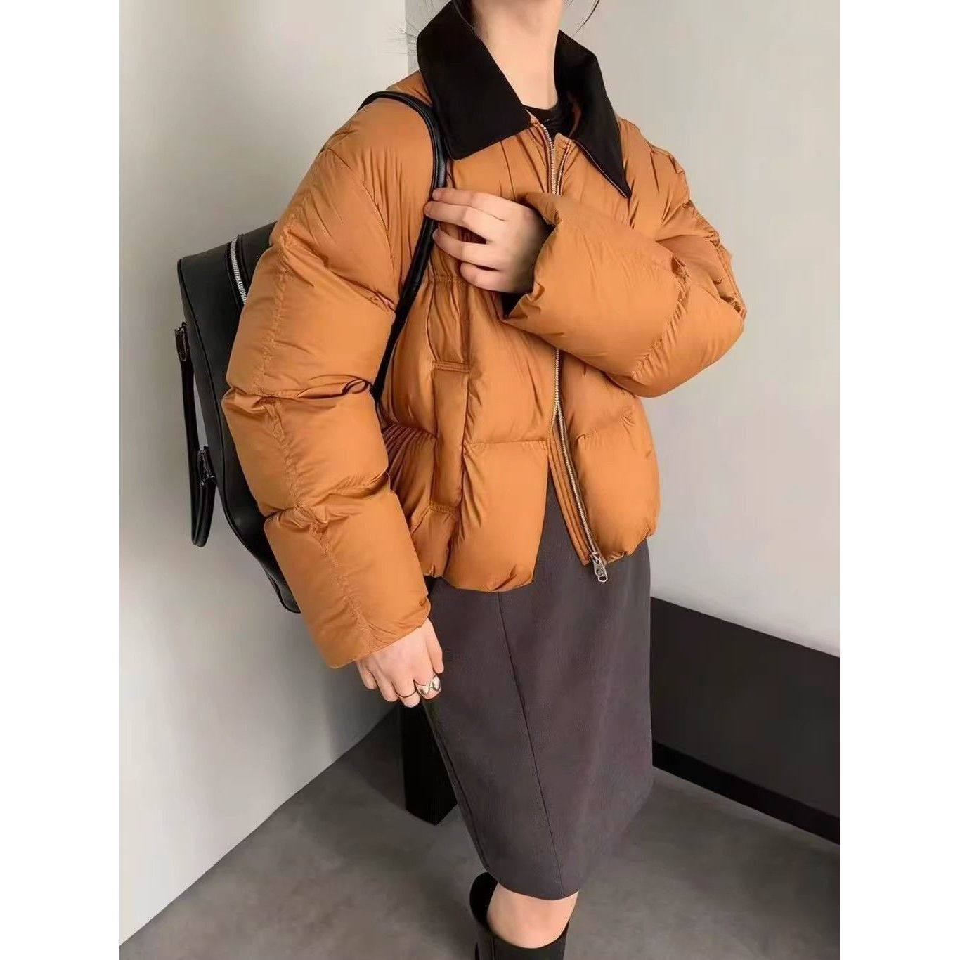 羽绒服女2025冬季新款韩版翻领短款加厚保暖宽松白鸭绒面包服外套,女装/女士精品,羽绒服,淘宝优惠券,粉丝福利购,淘宝优惠卷