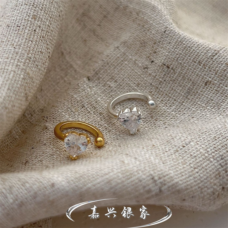嘉兴银家s925纯银小众精致锆耳骨夹耳环高级无耳洞耳骨夹耳钉耳饰