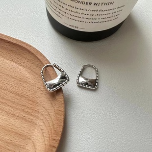 个性 嘉兴银家s925纯银包包做旧耳扣韩系ins风耳环小众时尚 耳饰