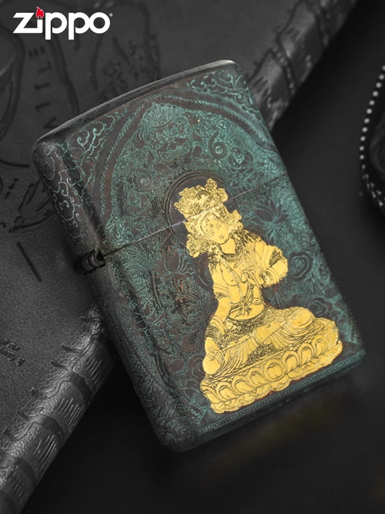 美国原装zippo芝宝打火机煤油正版复古白度母防风男士送长辈收藏