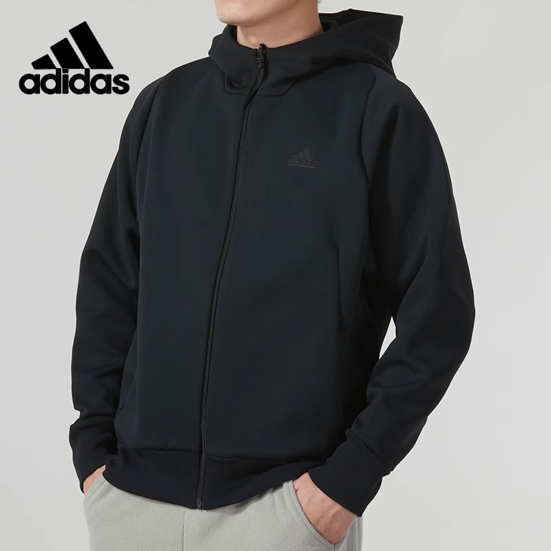 Adidas阿迪达斯宽松连帽外套男装2024春季新款运动休闲夹克IQ1377