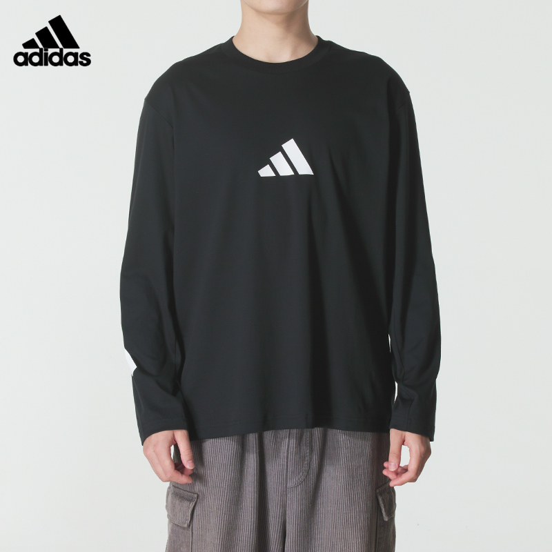 阿迪达斯男运动休闲圆领长袖T恤