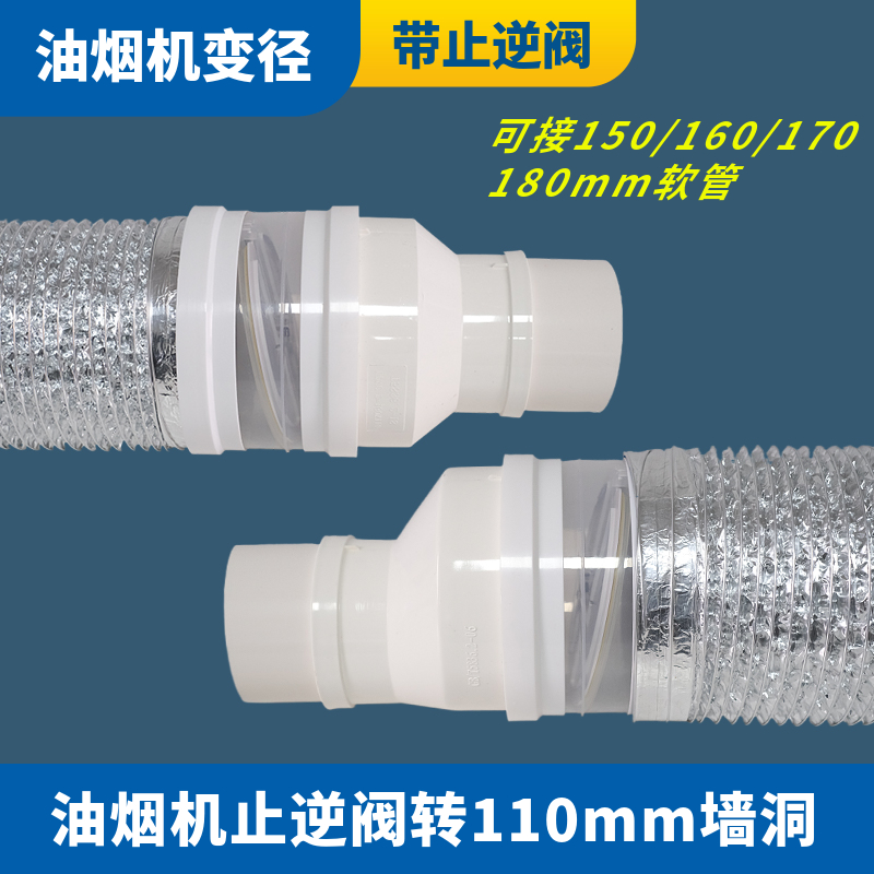 160止逆阀转110PVC管油烟机排烟