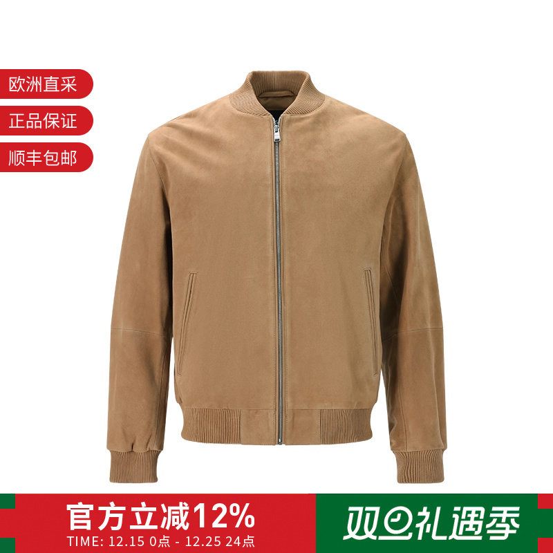 HugoBoss男士复古做旧皮衣夹克