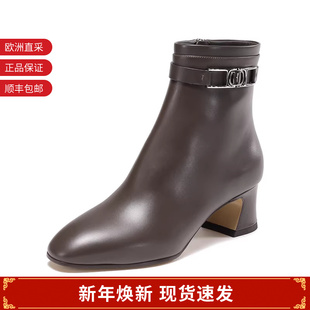 Ferragamo菲拉格慕女士高跟粗跟靴子短靴踝靴0753958 甄品精选