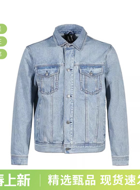 AX阿玛尼 男士复古做旧短款翻领牛仔服薄夹克外套 8NZBP4 Z2P1Z