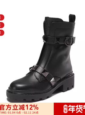 VALENTINO 女士超大铆钉装饰靴子短靴皮靴 1W2S0CJ3 FYP