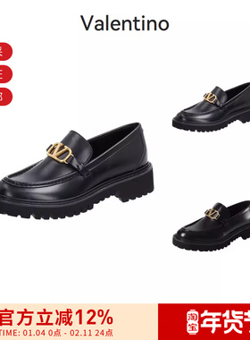 VALENTINO 女士复古饰扣厚底乐福鞋皮鞋单鞋 2S0EU0 BEK