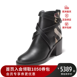 8056818 博柏利巴宝莉BURBERRY 情人节女士皮革织物高跟靴子短靴