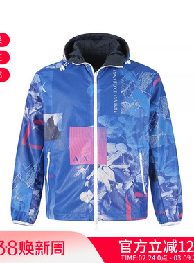 AX阿玛尼 男士印花连帽双面两穿夹克上衣外套3RZB46 ZN1CZ