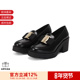 跟高7.5cm Ferragamo女士Vara蝴蝶结厚底粗高跟乐福鞋 皮鞋 0777360