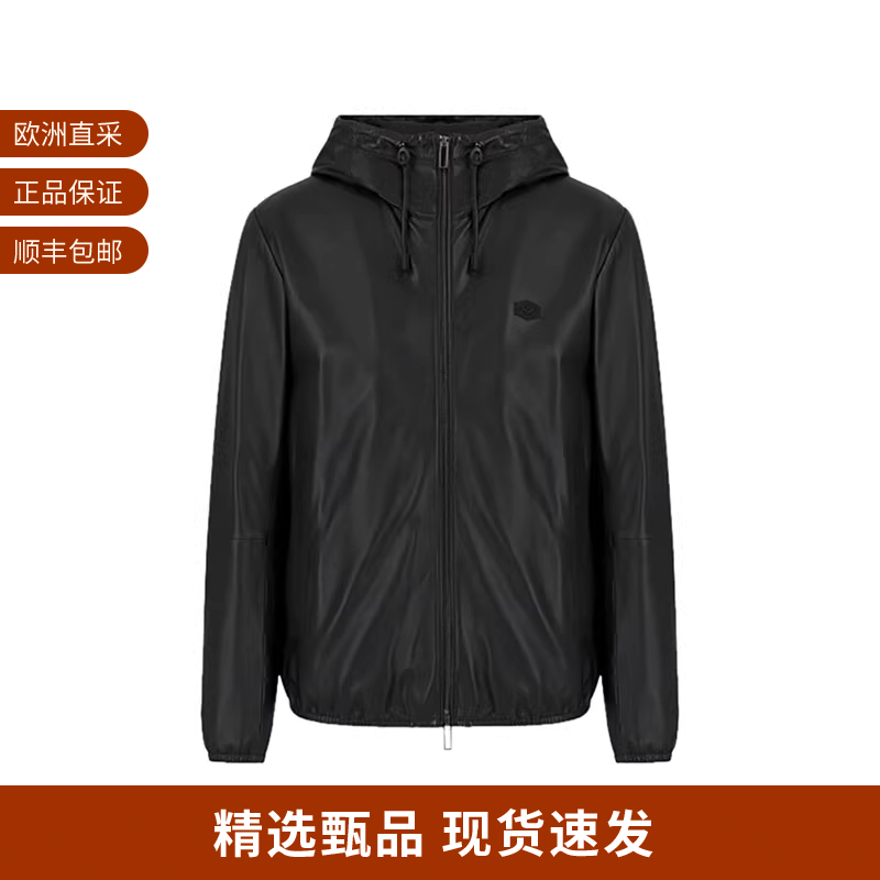 Emporio Armani阿玛尼 男士连帽皮衣夹克外套 01R54P 01P54