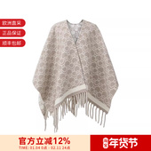 130cm Ferragamo菲拉格慕 女士羊毛印花斗篷披肩156 320797